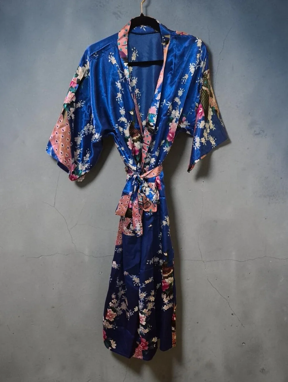 Satin Kimono Robe with Pockets One Size